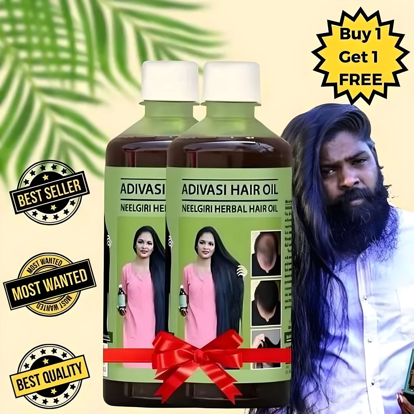 Adivasi Neelambari Herbal Hair Oil - Control Hairfalls & Nourish Frizzy Hair - 150ml ( Buy 1 Get 1 Free)