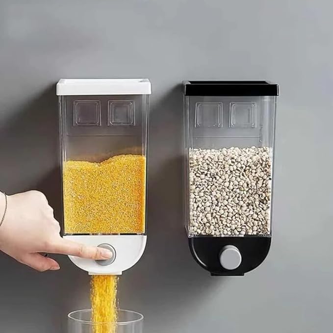 Push Button Wall Mounted Food Dispenser Grocery Storage Container (Pack of 2)